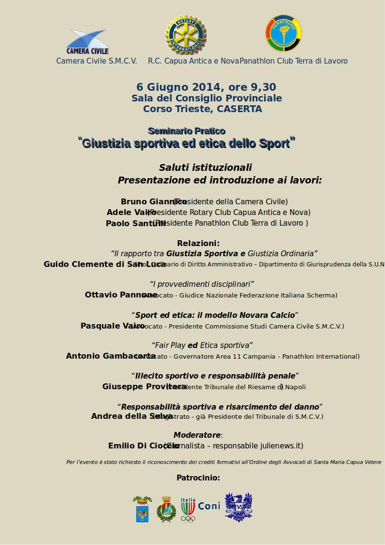 2014-06-06 Locandina Giustizia sportiva ed etica dello sport