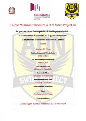Il Manzoni incontra i campioni del nuoto della A.D.N. Swim Project Caserta.