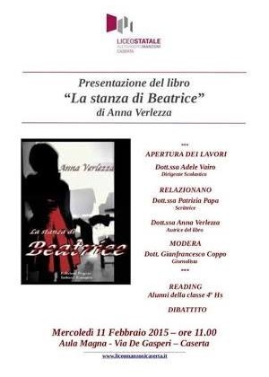 Presentazione del libro "La stanza di Beatrice", di Anna Verlezza