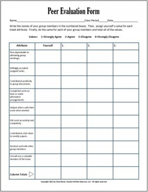 Peer assessment form