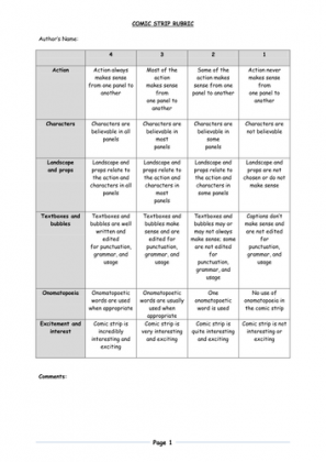 rubric for comic strip